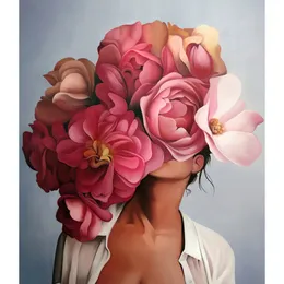 Pintura a óleo cor sexy figura flor pendurado lona sem moldura mural sala de estar decoração núcleo entrega gota otnqf