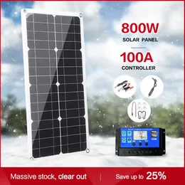 800W Solar Power System Kit Batteriladdare Panel 10100A Laddningskontroller Komplett Generation Home Camp Outdoor 240110