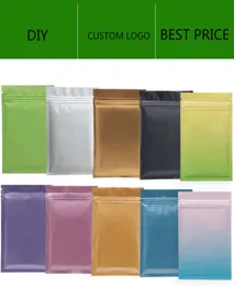Matt färg återförslutningsbar zip mylar väska matlagring aluminium folie väskor plast luktfast påse i stock7940190