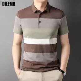 Men's T-Shirts Top Grade Yarn-dyed Process New Brand Fashions Designer Polo Shirts For Men Short Sleeve Stripped Summer Casual Tops Men ClothesL240110