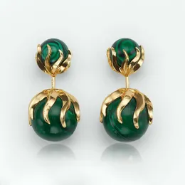 Bottegaly Venettaly Celebrity Earrings Round Peacock Stone örhängen koppar inlagd med smaragdörhängen smycken