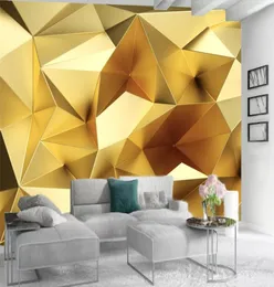 Benutzerdefinierte goldene geometrische 3D-Tapete, europäische Luxus-Polygon-Tapeten, Wohnzimmer-TV-Hintergrund, Heimwerker-Wandbild, Wallpape1772409