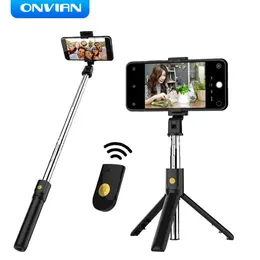 Monopods Onvian 3 i 1 mini trådlös Bluetooth selfie -pinne med slutare fjärrstativ för telefon monopod för iPhone Huawei Samsung Oneplu