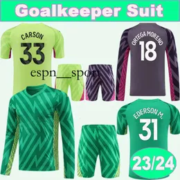 espnsport 23 24 #33 CARSON Long Sleeve Mens Set Soccer Jerseys #18 ORTEGA MORENO #31 EDERSON M. Goalkeeper Suit Aldult Football Shirt Short Uniforms