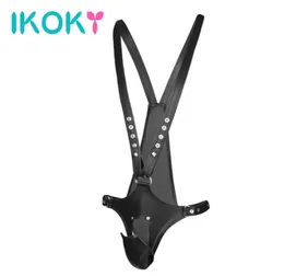 Ikoky Pu Leather SM Bondage Sexy Man G Strings Giochi di ruolo Giochi per adulti Giocattoli sessuali per giocattoli erotici maschili J1905236557305