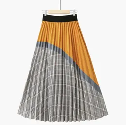 Capris New High Waisted Plaid Skirts Women 2021 Retro Pleated Mid Skirt Women Falda Pantalon Mujer Fashions Discoloration Skirt Autumn