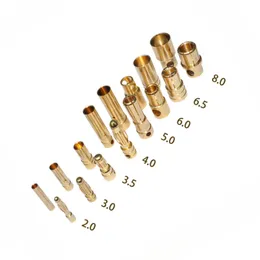 100 PCS (50 زوجًا) Gold Bullet Banana Connector Plug 2.0 3.5 4.0 5.0 6.0 مم لمحرك Quadcopter ESC Lipo Partning Partning Partning