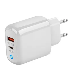 38W PD高速充電器QC3.0タイプCクイックチャージャー2ポートUSB Cウォール充電器アダプターUS EU UK Plug for iPhone 15 14 Pro Max Huawei Xiaomi Samsung S24