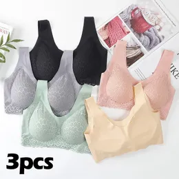 Vip link 3 pçs plus 4xl sutiã de látex sem costura sutiãs para roupa interior feminina bh push up bralette com almofada colete superior 240109