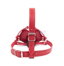 Casal arnês vermelho silicone boca plug recheado mordaça cabeça máscara cinta de retenção brinquedo r436421661