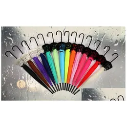 Umbrellas 20 Pieces/Lot Elegant Semi-Matic Lace Umbrella Fancy Sunny And Rainy Pagoda 11 Colors Available Drop Delivery Home Garden Dhvws