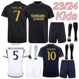 Real Madrid Soccer Jerseys 2023 Home Away Kids Football Jersey Kits 23 24 Bellingham Vini Jr. Pojkar tredje skjorta kit + strumpor 2024 Camiseta Futbol Real Madrid Maillot Foot