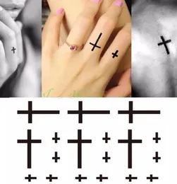 Adesivo tatuaggio temporaneo impermeabile piccola croce sole e luna sul dito orecchio tatto flash tatoo tatuaggi finti per ragazza donna uomo C18122637928
