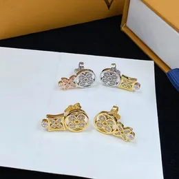 Mit BOX Designer Ohrringe Ohrstecker Luxus Damen Modeschmuck Ohrstecker Edelstahl Diamant Ohrring Frau Blumendesign