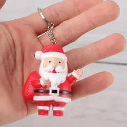 Anahtarlıklar 2 adet LED KEYİ SES Noel Anahtarı Yüzükleri Cüzdan Çanta Araba Pandent Hediye Festival (Noel Baba Kardan Adam)