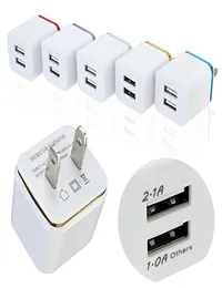 أعلى 5 فولت 211A Double USB AC Travel US Wall Charger Clop Adapters Dual Dual Admers for Samsung Galaxy HTC Smart Phone Adapter8921409