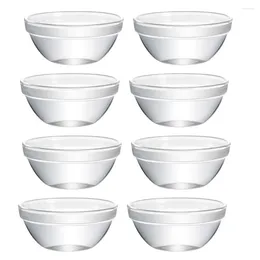 Zestawy naczyń stołowych Mała szklana miska przezroczyste ramekiny: Pret Bowls Jelly Pudding Desser Deshable Stackable 8pcs zupa cukierka pojemnik