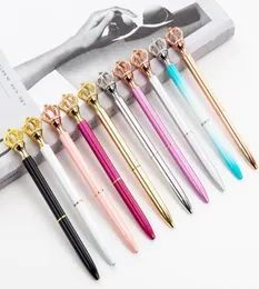 Ballpoint Pens Mini Pen Metal Crown Cristal Pencil 1 Mm Black Ink Colored Rotating Slim Ball Point With Case Box Bag Stationery5443205