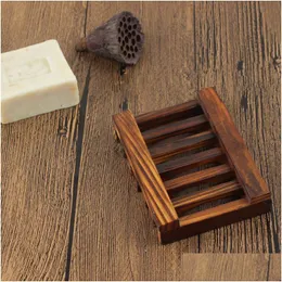 Soap Dishes Wholesale Handmade Natural Wooden Bathroom Wood Dish Kitchen Tub Sponge Storage Rack Holder Drop Delivery Home Garden Ba Dhad1