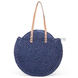 Shoulder Bags Natural Round Str Tote Bag Handmade Woven Shoulder Bag Large Circle Rattan bags Bohemian Summer Vacation Casual Bagsstylishhandbagsstore