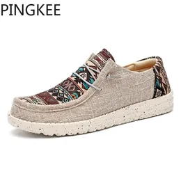 Multicolor Geometric 741 Slip-on PINGKEE Sneaker Print Canvas Upper Detachable Insole Ultralight Mens Boat Driving Loafers Shoes 240109 587