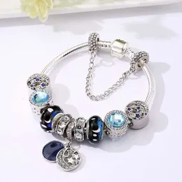 2024Designer Pandorabracelet Moon's Moon Dual Swain Snake Bone Jewelry Beads Family Valentine Gift Blue Star Big Hole Bracelet Hand Decoration Lady