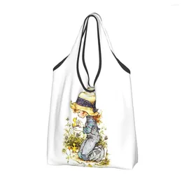 Shopping Bags Sarah Kay Grocery Tote Women Funny Flower Girl Shopper Shoulder Bag Large Capacity Handbags