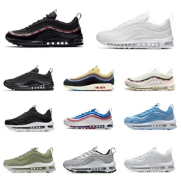 المدرب 97 MSCHF X INRI JESUS ​​RUNGER SHOES CLASSY 97S MENS WOMENT TRIPLE FUTURA Silver Bullet Maxs White Black Blue Blue غير مهزوم Vapores Air Outside Sneakers