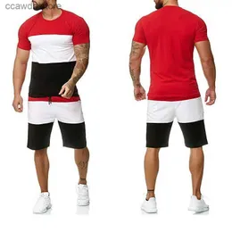 Survêtements pour hommes Ensembles pour hommes Tshirt Shorts Couleur Correspondant Survêtement Été Casual Rayé Sports Streetwear Bodybuilding Mode Manches courtes T240110