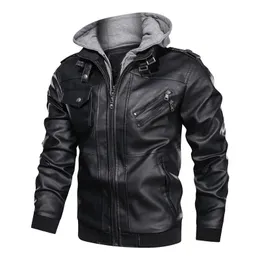 JACETES MAN BRANDO DE CAPELA DE CAPELA DE CAPELO DE INVERNO MENINO MOTHA MOOTEIRA MOTORAGEM PU MEN MEN MEN CASual Biker Faux Leather Jackets Men