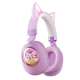 Cross border new headworn Cat's ears (Steamed cat-ear shaped bread) bluetooth headset female headset wireless luminous cute cartoon children's headset