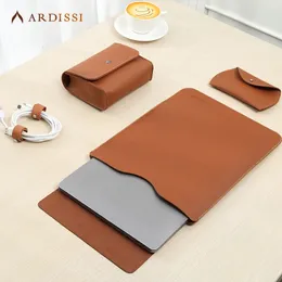 Laptop Sleeve Case Pouch for MacBook Mac Book iPad Air M1 M2 13 3 14 2 15 6 16 Pro 12 9 11 Inch Cover Bag Set Vegan Leather 240109