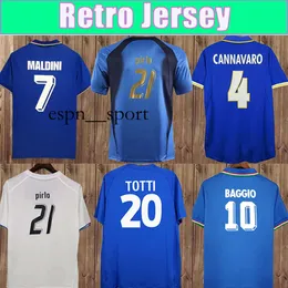 ESPNSPORT 1994 R. Baggio 레트로 축구 유니폼 1982 Paolo Rossi 2006 Maldini Ancelotti Cannavaro Maglia Totti Pirlo Away 축구 셔츠 유니폼