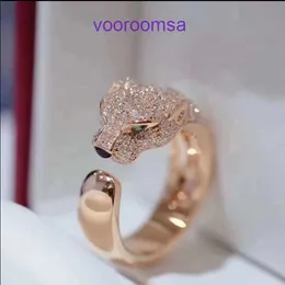 Carter Bagues de créateurs de luxe populaires Bague léopard sertie de diamants complets avec index de tête personnalisé ouvert simple et de haute qualité avec boîte d'origine