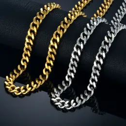 Hiphop Miami Cuban Link Chain Necklace for Men 14k Mens Gold Gold Mens سميك سميك من السلاسل ذات اللون الذهبي الذكور