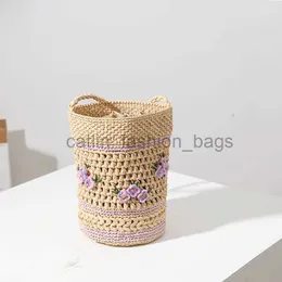 Totes Raffia str bag French niche one-shoulder handbag hand-woven Bucket basketcatlin_fashion_bags