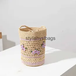 Totes Raffia str bag French niche one-shoulder handbag hand-woven Bucket basketstylishyslbags