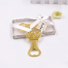 Party Favor 100st Gold Crown Bottle Opener Wedding Favors and Gifts souvenirer för gäster Brudduschgåva WEN6225 Drop Leverans H DHYBD