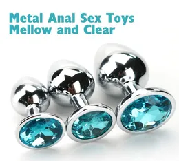 Plug anale in metallo in acciaio set da 3 pezzi plug anale con diamante e vibratore a vibrazione spray da 7 pollici donna vibratore per adulti giocattoli del sesso Y1910263588216