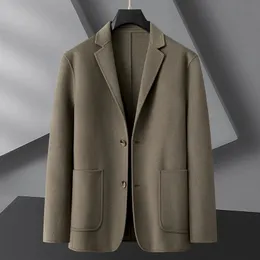 Spring and Autumn Plus Fat Size Wool High Quality Fashion Suit Mens Loose Double Sided Overcoat Man Casual 240110
