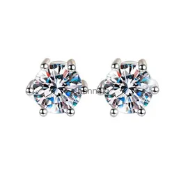 Stud ES0010 Lefei Fashion Trendy Trendy Classic 고급 Moissanite Simple Paws 6 Crown Earrings Charm Women Silver 925 파티 보석 선물 YQ240110