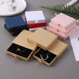 Mücevher 10 adet ince kraft kağıt çekmecesi seyahat mücevher ambalaj kutusu tebrik kartı kolye bilezik hediye paketi organizatör kılıf kutuları