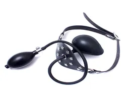 Gag gonfiabile regolabile in lattice con bocca a sfera Gag nero Bocca con bavaglio Bondage Restraint BDSM Kit giocattoli del sesso per coppie di adulti Giochi6265969