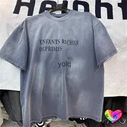 Erkek Tişörtleri 2024SS Vintage Mavi Erd Tee Erkek Kadınlar Erd T-Shirt Büyük Boy Üstleri Yıkanmış Kısa Sleeveyolq