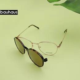 Óculos de sol x103 bauhaus ímã polarizado mulheres homens óculos de sol de alta qualidade retro redondo metal quadros óculos moda marca óculos de sol uv400