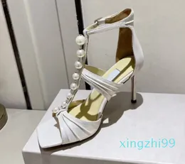 Jimmyness Choo Shoe Pearl Women Heels Wedding Sandals Shoes Leather Leather Strass Pointed Abour Tee Party Partment Pumps High Chel