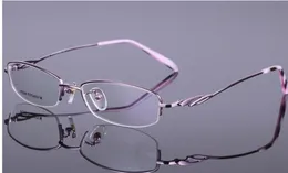 ファッションエレガントなメスグラス100純粋なチタンハーフリム楕円形のスタイル光学フレーム5色ウルトラライト眼鏡82768086945