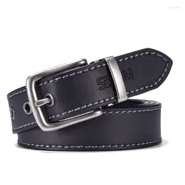 Belts Fasion Black Belt For Men Cowskin Enuine Leater 3.0 Cm Ancient Silver Buckle I Quality Male Strap Jeans