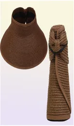 2020 Nya kvinnor Summer Visors Hat Foldbar Sun Hat Wide Large Brim Beach Hats Straw Hat Chapeau Femme Beach UV Protection Caps7853702
