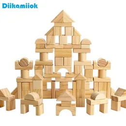 100pcs Naturalny drewniany układek kadry dla dzieci bloków budulcowych geometryczna gra dla dzieci drewno Montessori edukacyjne zabawki dla dzieci 240110
